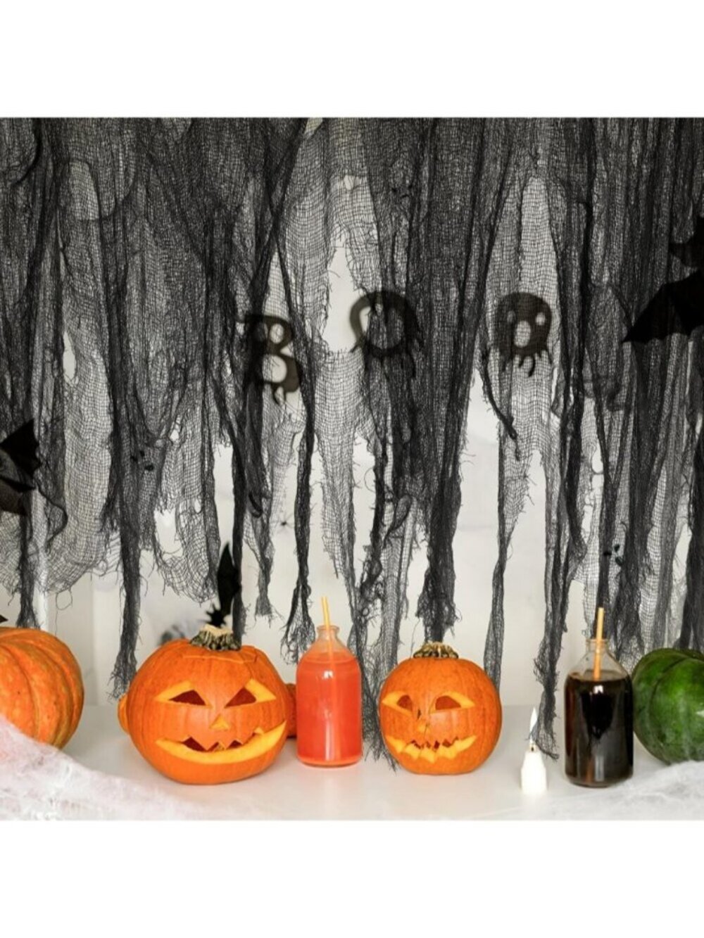 200" x 59" Halloween Black Spooky Cloth Creepy Spooky Halloween Decorations